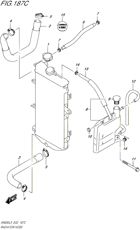 DURITE DE RADIATEUR AN650ZL5 E19 POUR SUZUKI BURGMAN 650 2015 POUR BURGMAN 650 AN650Z L5 