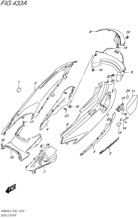 CARENAGES ARRIERE POUR SUZUKI BURGMAN 650 2015 POUR BURGMAN 650 AN650Z L5 