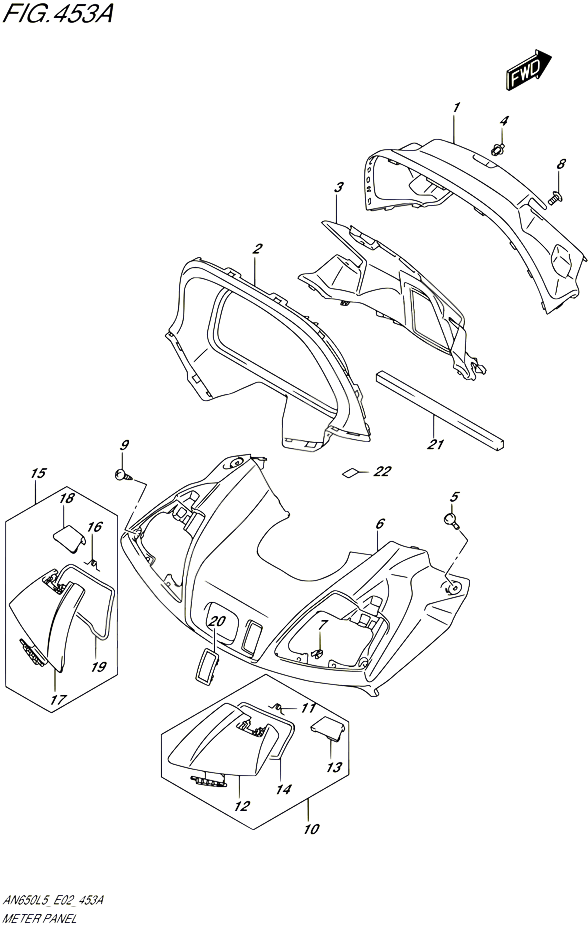 CARENAGE SUPPORT DE COMPTEUR AN650L5 E19 POUR SUZUKI BURGMAN 650 2015 POUR BURGMAN 650 AN650Z L5 