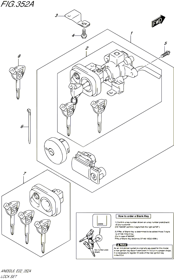 KIT SERRURE POUR SUZUKI BURGMAN 650 2016 POUR BURGMAN 650 EXECUTIVE AN650Z L6 