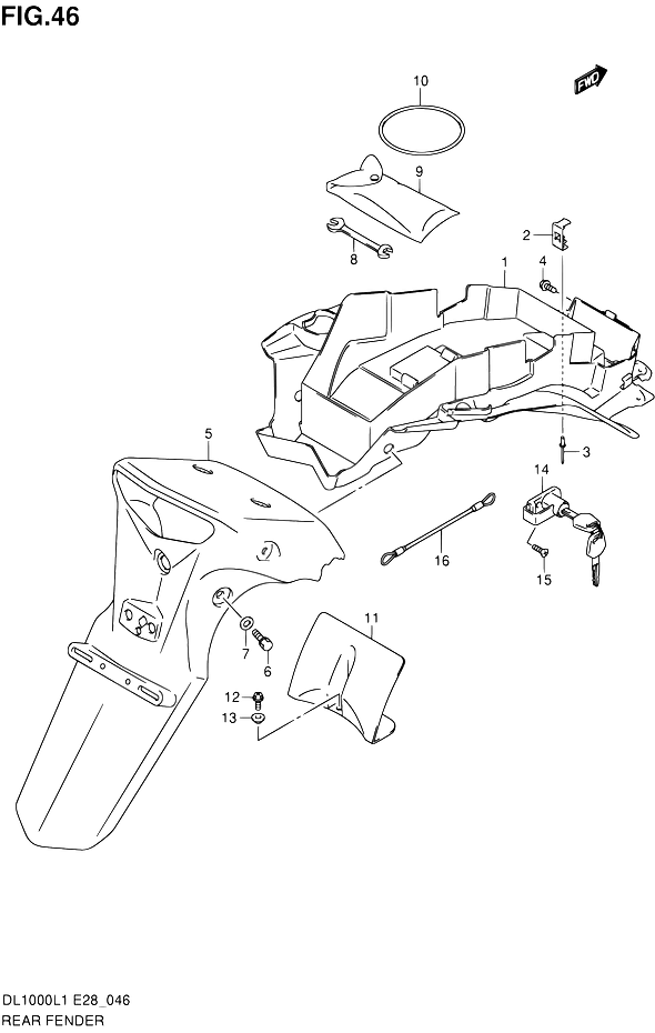 GARDE BOUE ARRIERE POUR SUZUKI V STROMDL1000 L1 2011