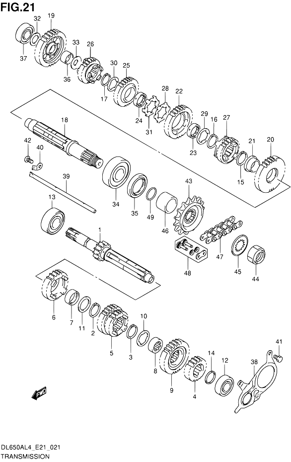 TRANSMISSION POUR SUZUKI V STROMDL650AUE L4 2014