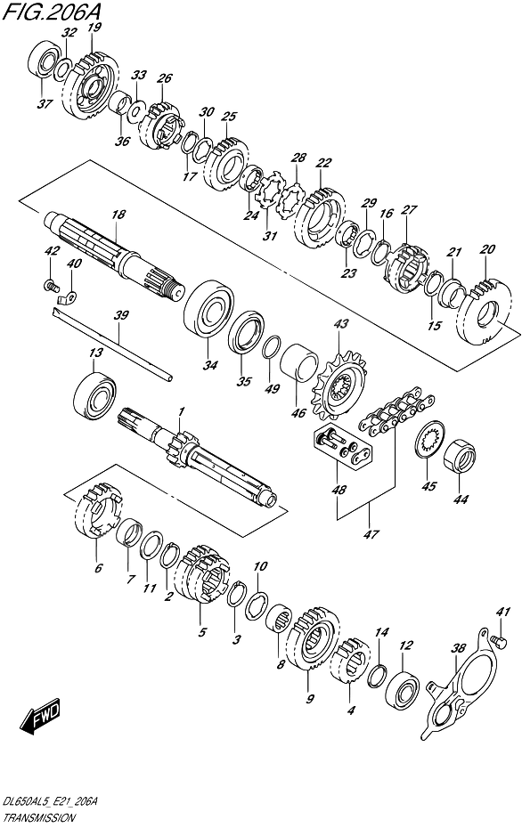 TRANSMISSION POUR SUZUKI V STROMDL650AUE L5  2015