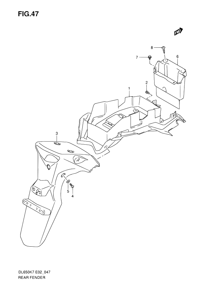 GARDE BOUE ARRIERE POUR SUZUKI V STROMDL650 L0 2010