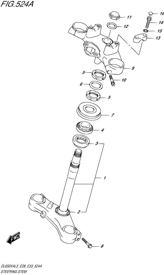 COLONNE DE DIRECTION POUR SUZUKI V STROMDL650XA L5  2015