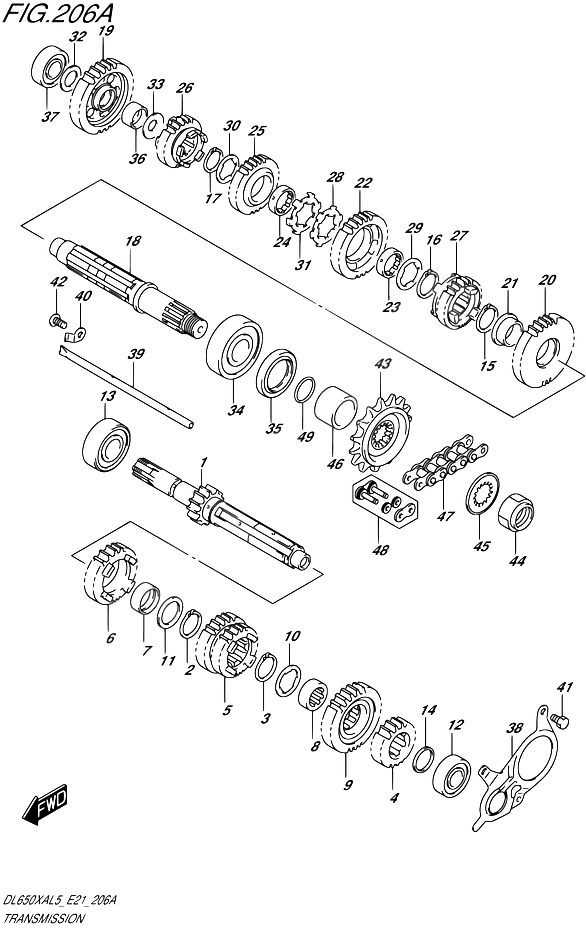 TRANSMISSION POUR SUZUKI V STROMDL650XAUE L5 2015