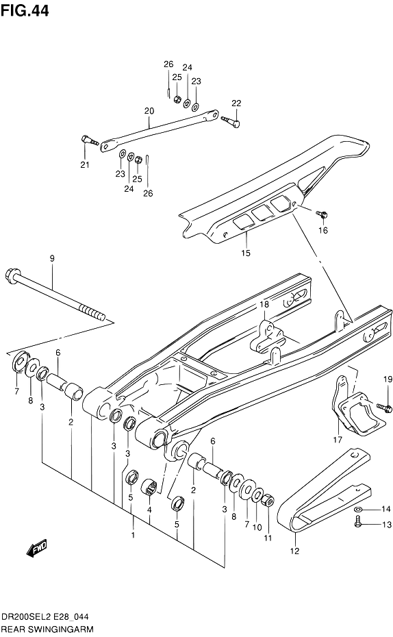 BRAS OSCILLANT ARRIERE POUR SUZUKI DRDR200SE L2 2012