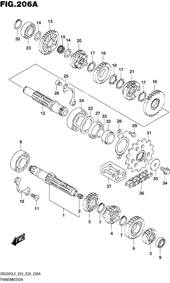 TRANSMISSION POUR SUZUKI DRDR200S L5 2015