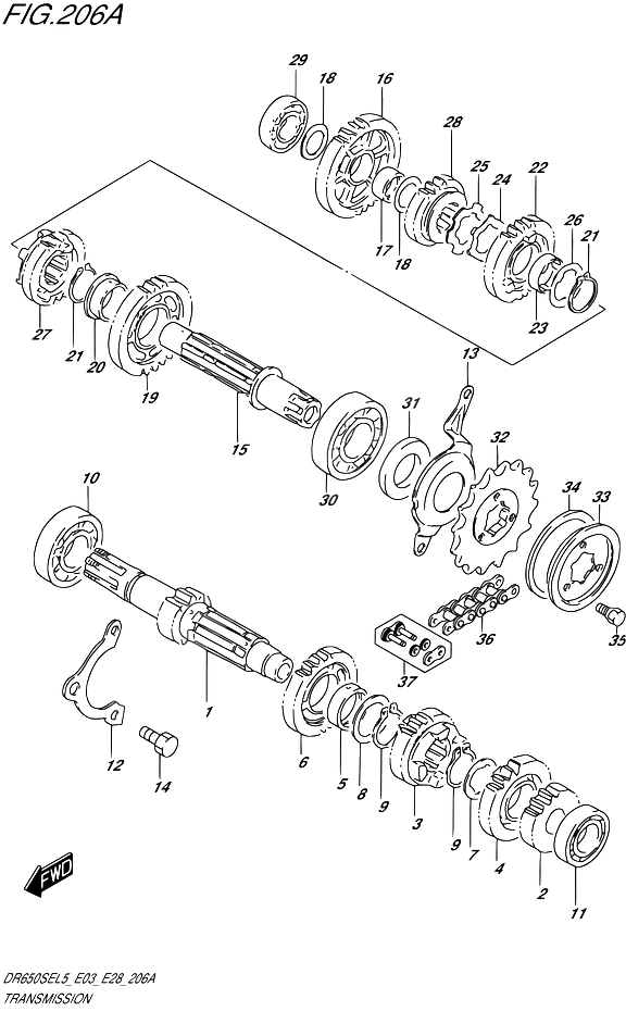 TRANSMISSION POUR SUZUKI DRDR650SE L5 1992