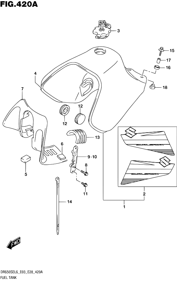RESERVOIR DESSENCE POUR DR 650 SEDR650SE L6 2016