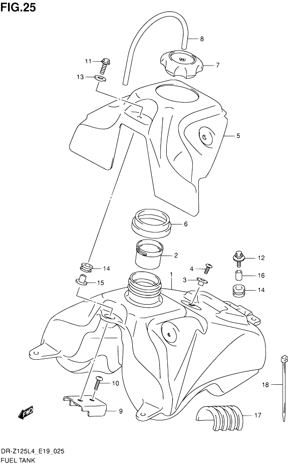 RESERVOIR DESSENCE POUR SUZUKI DR ZDR Z125L L4 1994