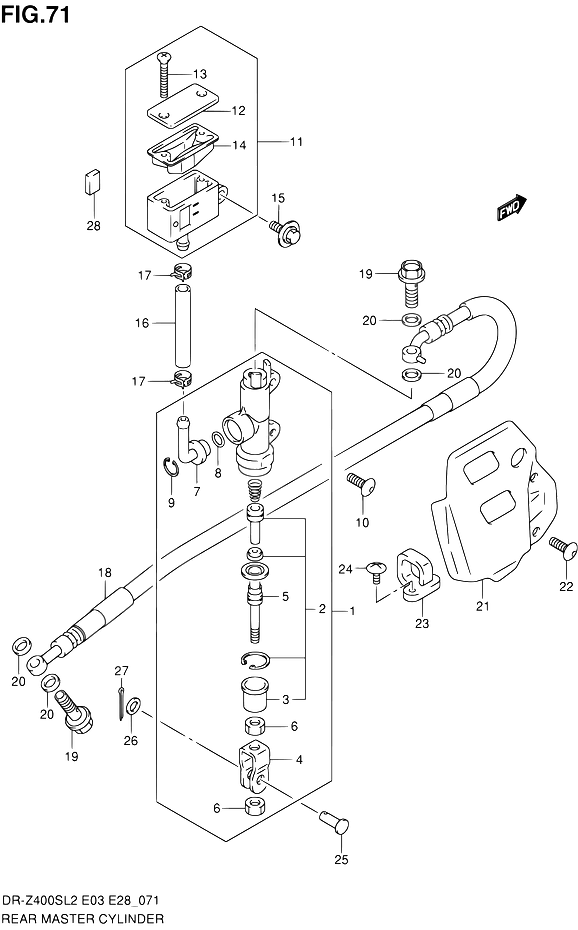 MAITRE CYLINDRE ARRIERE POUR SUZUKI DR ZDR Z400S L2 2012