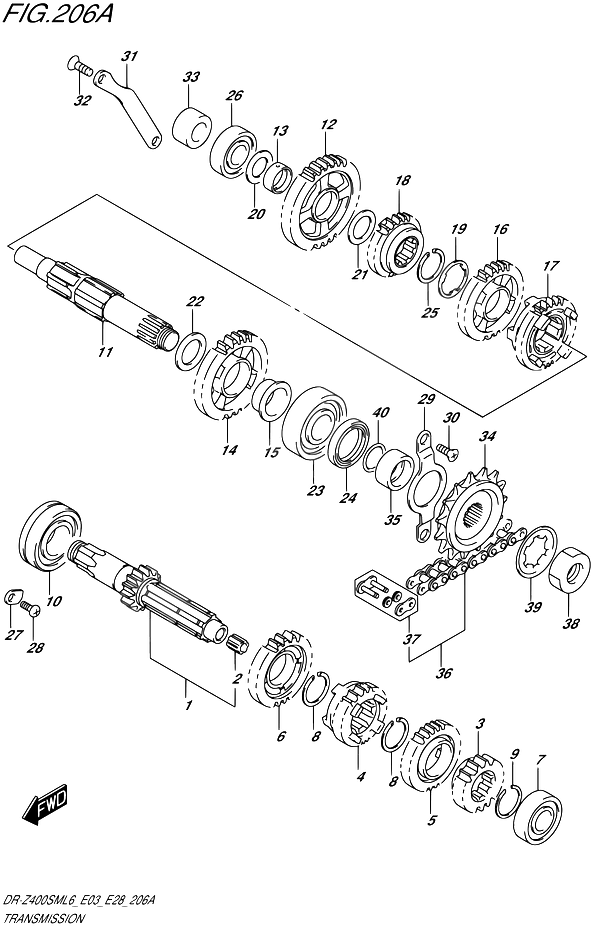 TRANSMISSION POUR DR Z 400 SMDR Z400SM L6 2016