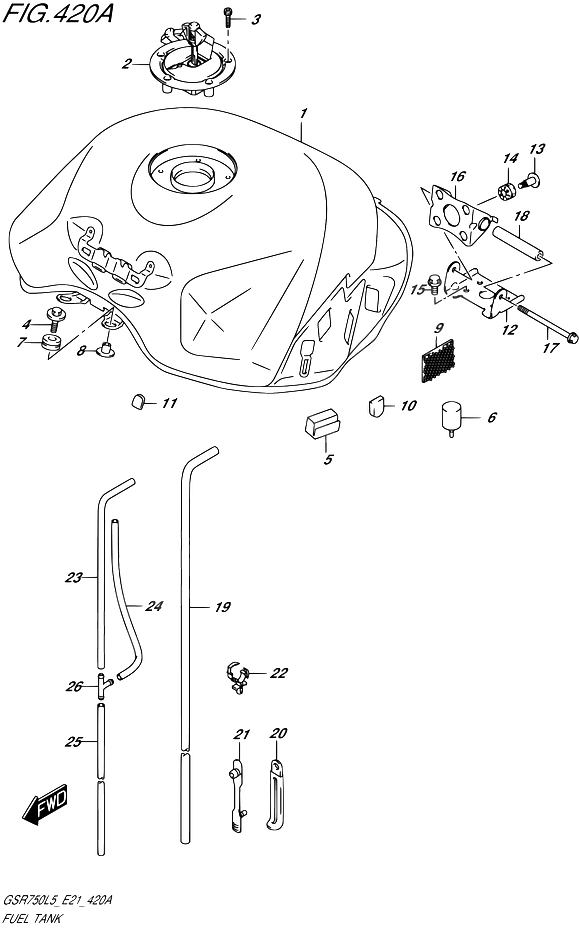 RESERVOIR DESSENCE POUR SUZUKI GSRGSR750AUE L5 2015