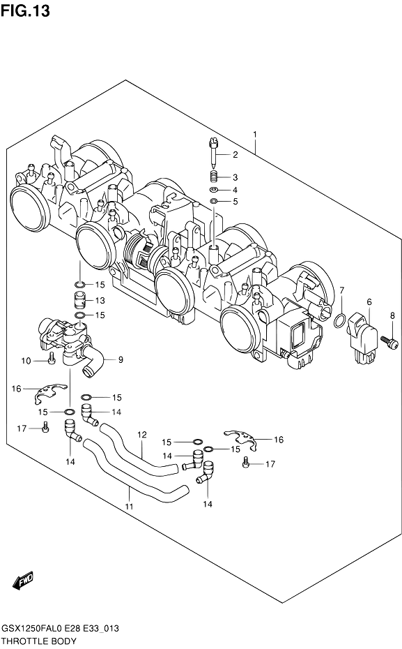 CORPS DE PAPILLON POUR SUZUKI GSX FGSX1250FA L0 2010