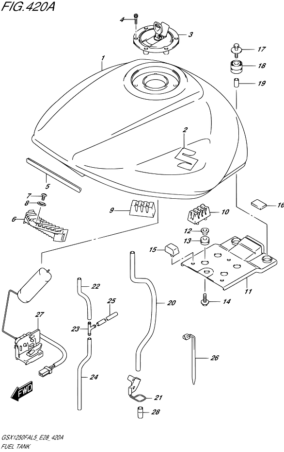 RESERVOIR DESSENCE POUR SUZUKI GSX FGSX1250FA L5 1992