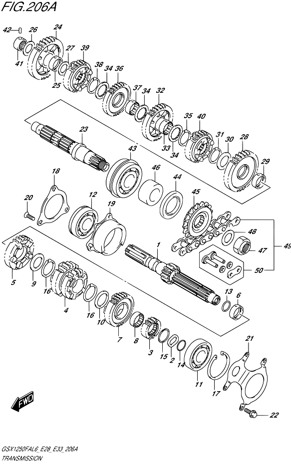 TRANSMISSION POUR SUZUKI GSX FGSX1250FA L6 2016