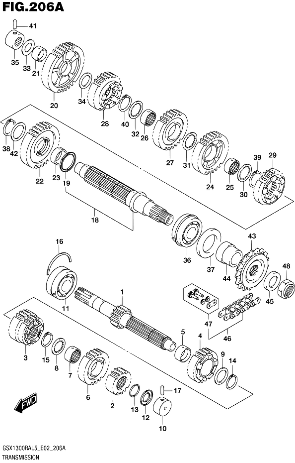 TRANSMISSION POUR HAYABUSA 1300 ABSGSX1300RA L5 2015