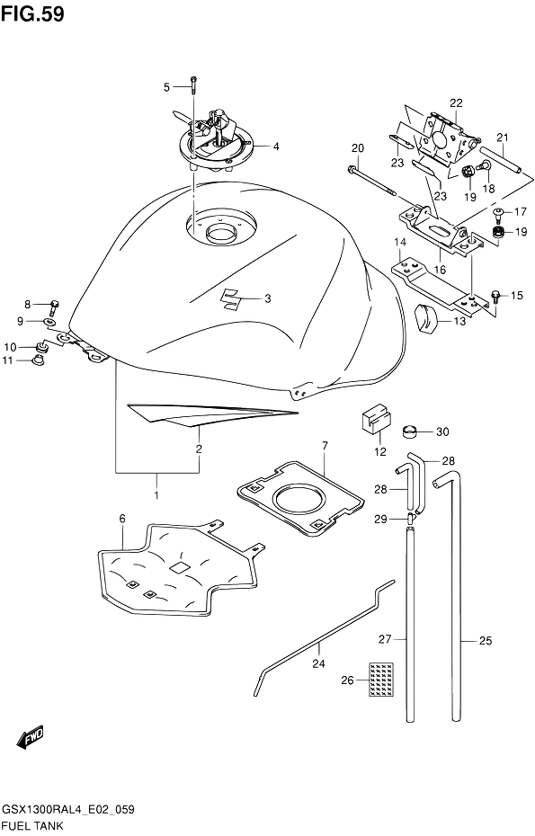 RESERVOIR DESSENCE POUR HAYABUSA 1300 ABSGSX1300RAUF L4 2014