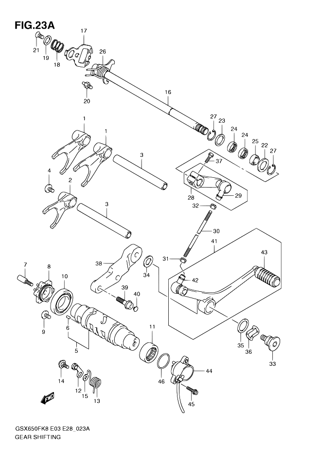 ENSEMBLE SELECTEUR DE VITESSES POUR SUZUKI GSX FGSX650F L0  2010