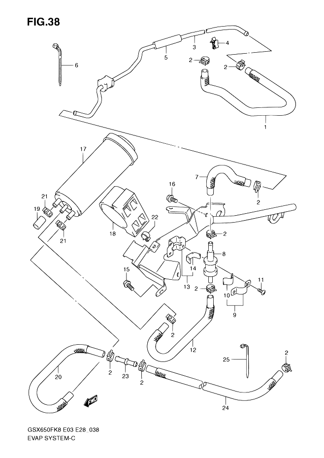 SYSTEME DE RECYCLAGE VAPEURS CARBURANT POUR SUZUKI GSX FGSX650F L0 2010