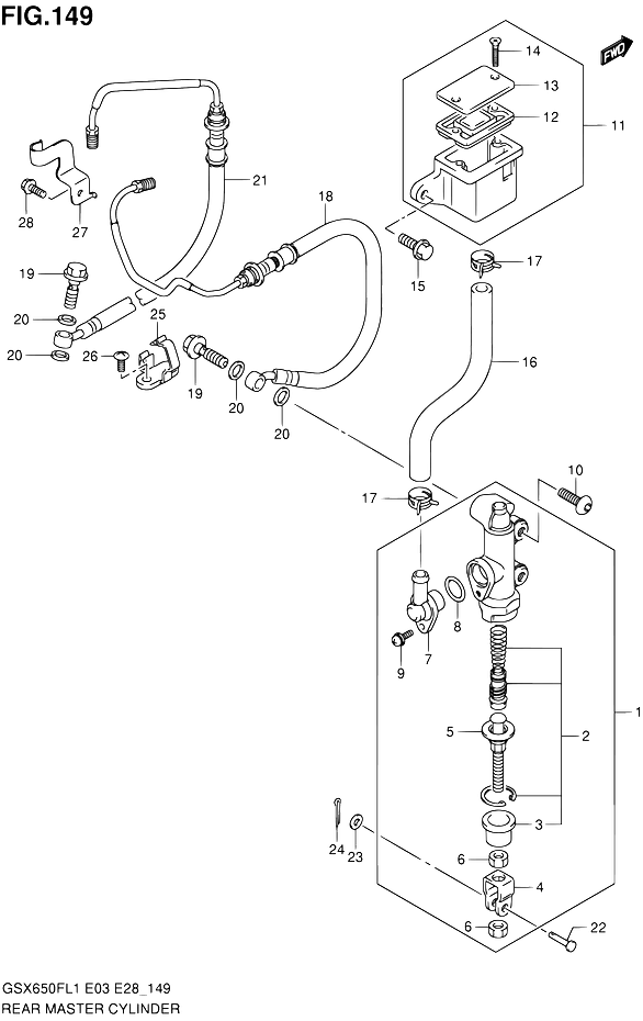 MAITRE CYLINDRE ARRIERE POUR SUZUKI GSX FGSX650F L1 2011