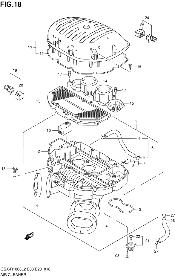 FILTRE A AIR POUR SUZUKI GSX RGSX R1000 L2 2012