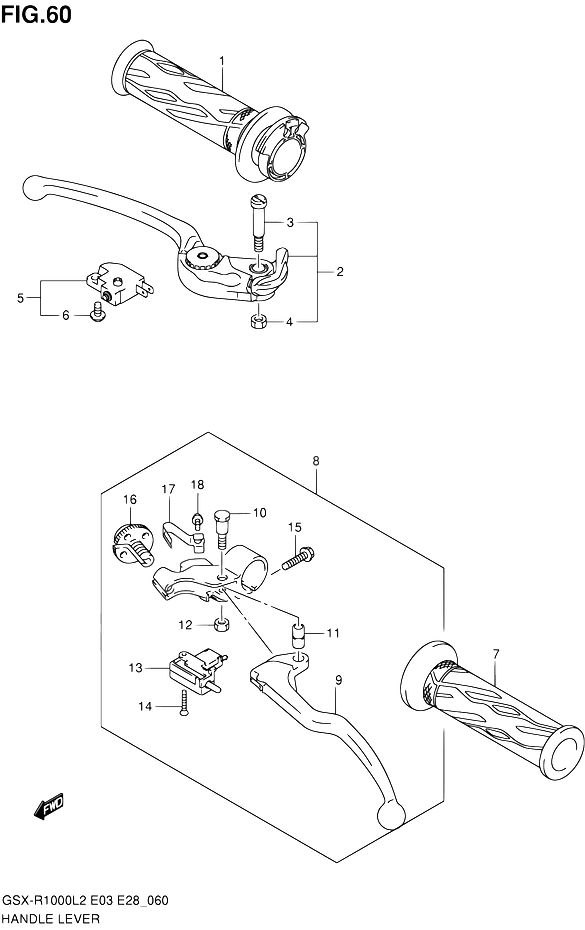 ENSEMBLE LEVIERS POIGNEES POUR SUZUKI GSX RGSX R1000 L2  2012