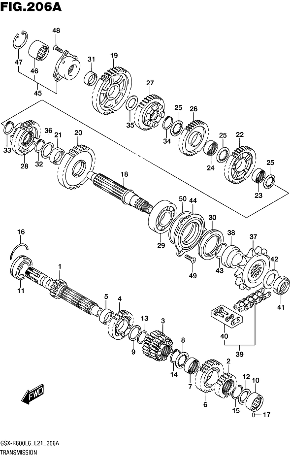 TRANSMISSION POUR GSX R 600GSX R600 L6 2016