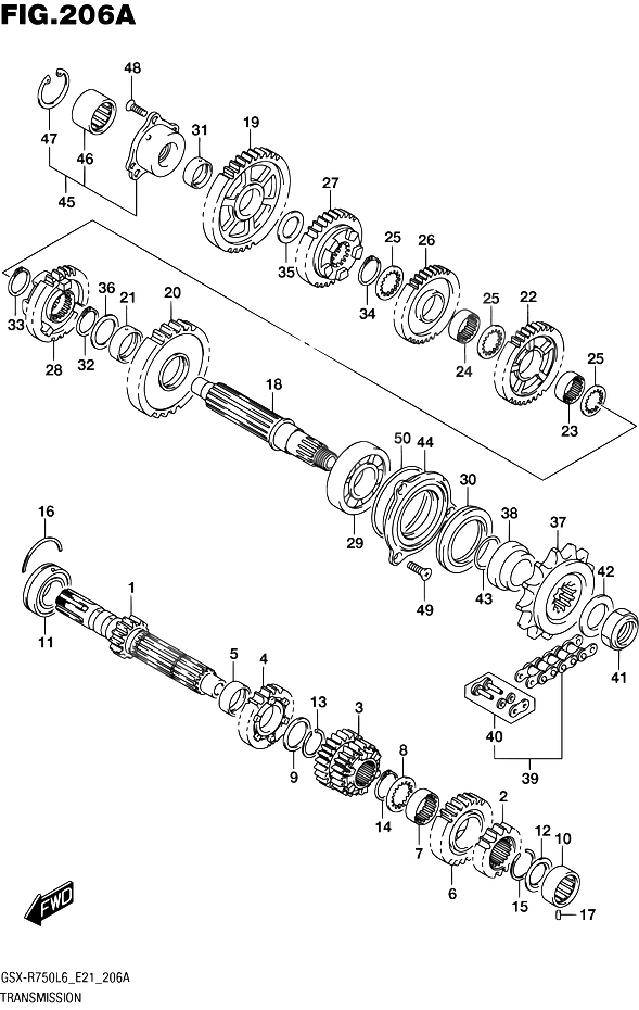 TRANSMISSION POUR GSX R 750GSX R750 L6 2016