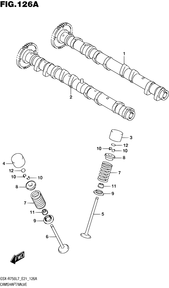 ARBRE A CAME VALVE POUR GSX R 750GSX R750 L7 2017