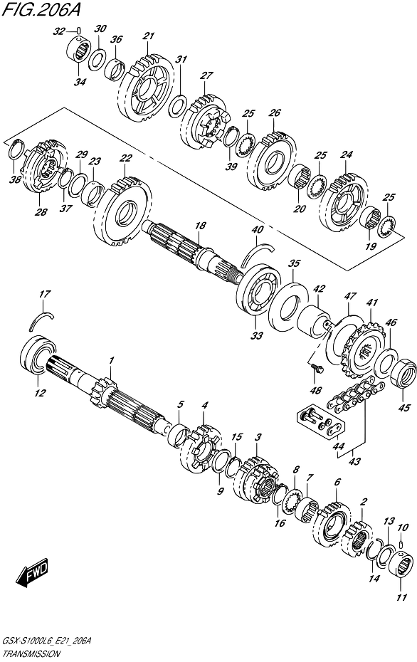 TRANSMISSION POUR GSX S 1000 ABSGSX S1000AUF L6  2016