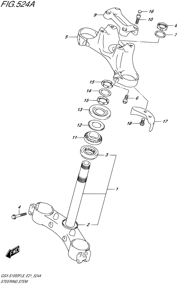 COLONNE DE DIRECTION POUR GSX S 1000 F ABSGSX S1000FA L6 2016