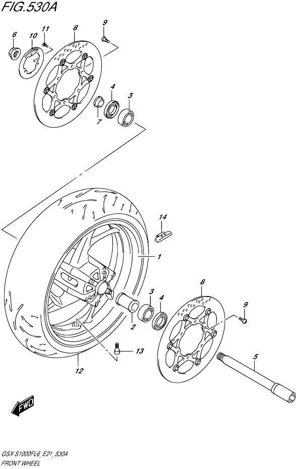 ROUE AVANT POUR GSX S 1000 F ABSGSX S1000FA L6 2016
