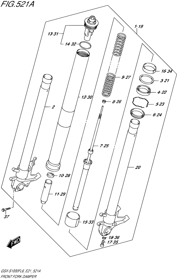 FOURCHE POUR GSX S 1000 F ABSGSX S1000FAUF L6 2016