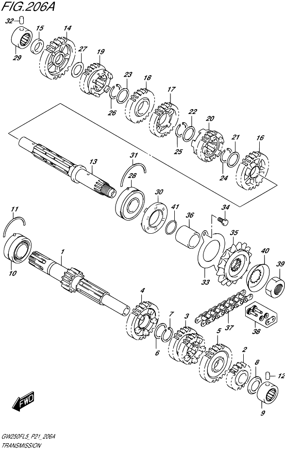 TRANSMISSION POUR GW 250 F INAZUMA GW250F L5 2015