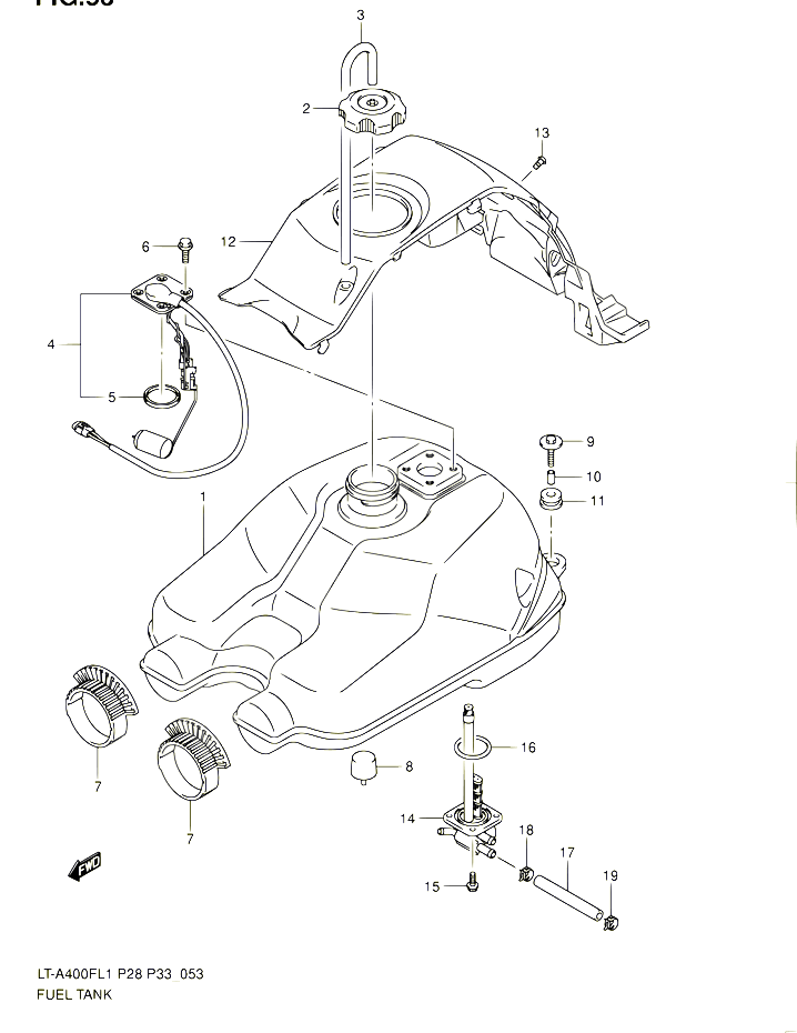 RESERVOIR DESSENCE POUR SUZUKI KINGQUAD 400 2011 POUR SUZUKI KINGQUADLT A400F L1 LT A400FZ L1 