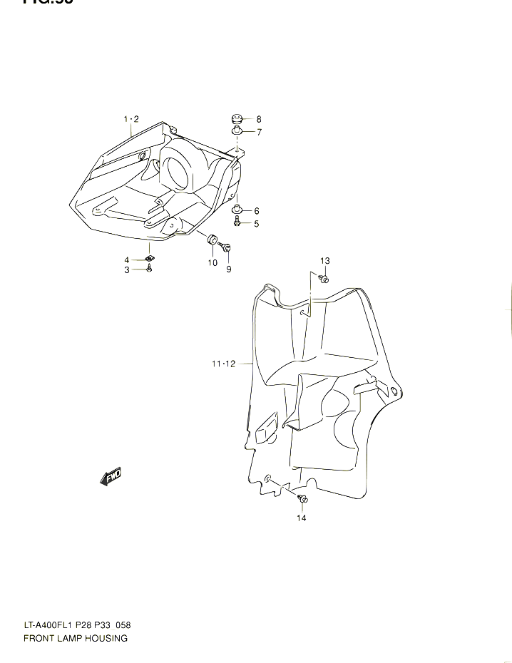 ENTOURAGE DE PHARE AVANT POUR SUZUKI KINGQUAD 400 2011 POUR SUZUKI KINGQUADLT A400F L1  LT A400FZ L1 