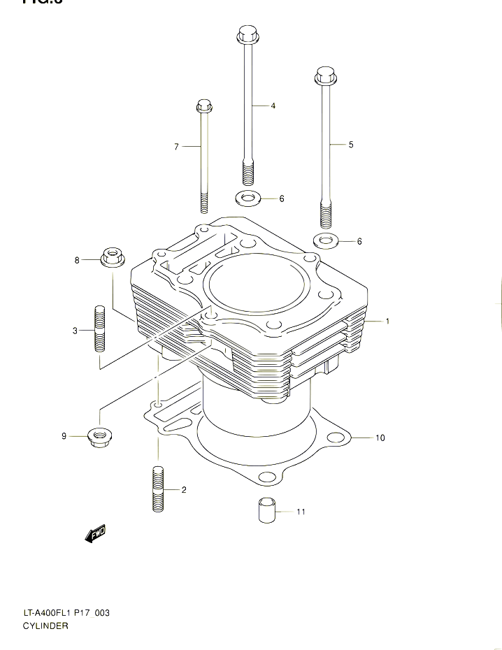 CYLINDRE POUR SUZUKI KINGQUAD 400 2011 POUR SUZUKI KINGQUADLT A400F L1 