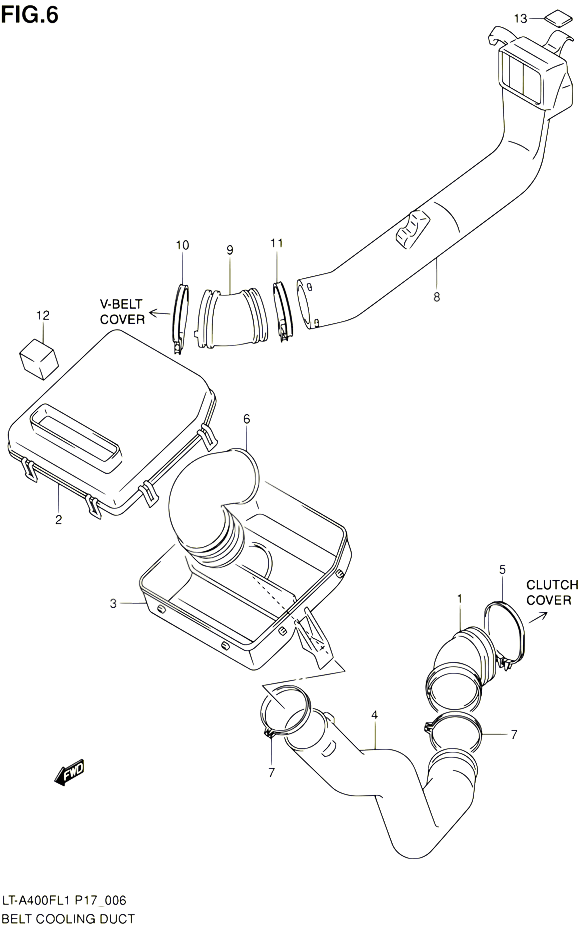 CONDUIT DADMISSION CARTER COURROIE POUR SUZUKI KINGQUAD 400 2011 POUR SUZUKI KINGQUADLT A400F L1 
