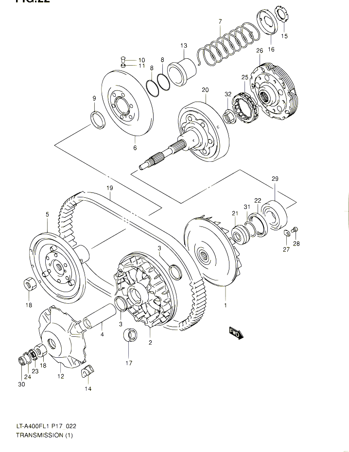 TRANSMISSION 1 POUR SUZUKI KINGQUAD 400 2011 POUR SUZUKI KINGQUADLT A400F L1 