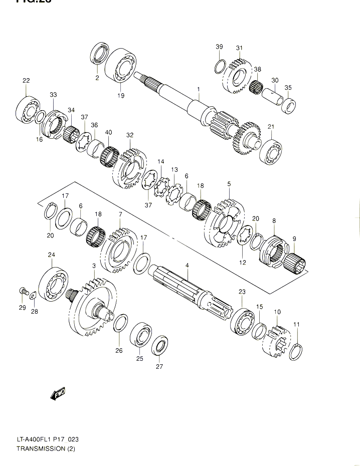TRANSMISSION 2 POUR SUZUKI KINGQUAD 400 2011 POUR SUZUKI KINGQUADLT A400F L1 
