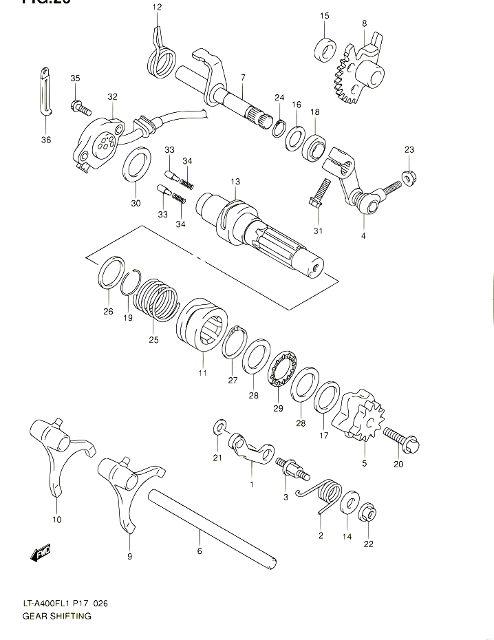 ENSEMBLE SELECTEUR DE VITESSES POUR SUZUKI KINGQUAD 400 2011 POUR SUZUKI KINGQUADLT A400F L1 