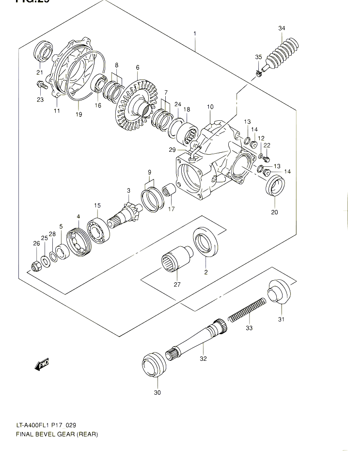 CARDAN COUPLE CONIQUE ARRIERE POUR SUZUKI KINGQUAD 400 2011 POUR SUZUKI KINGQUADLT A400F L1 