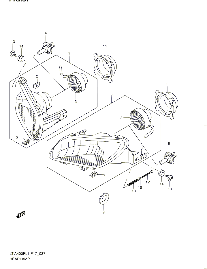 PHARE POUR SUZUKI KINGQUAD 400 2011 POUR SUZUKI KINGQUADLT A400F L1 