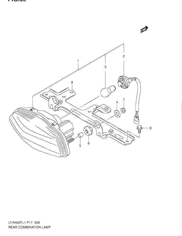 ENSEMBLE FEU ARRIERE LT A400FL1 P24 POUR SUZUKI KINGQUAD 400 2011 POUR SUZUKI KINGQUADLT A400F L1 