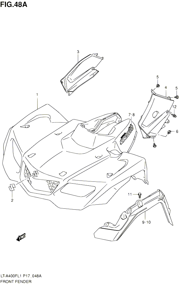 GARDE BOUE AVANT LT A400FL1 P24 POUR SUZUKI KINGQUAD 400 2011 POUR SUZUKI KINGQUADLT A400F L1 