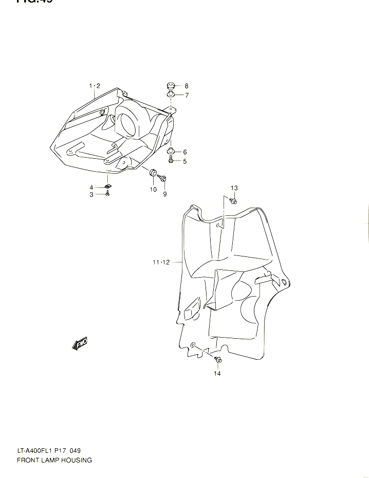 ENTOURAGE DE PHARE AVANT POUR SUZUKI KINGQUAD 400 2011 POUR SUZUKI KINGQUADLT A400F L1 