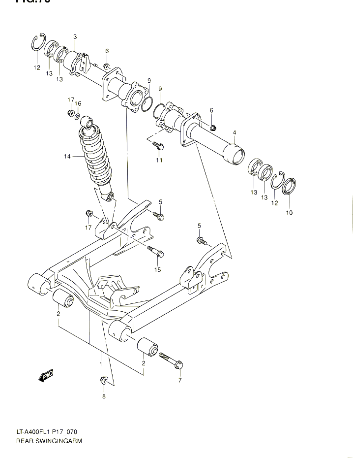 BRAS OSCILLANT ARRIERE POUR SUZUKI KINGQUAD 400 2011 POUR SUZUKI KINGQUADLT A400F L1 