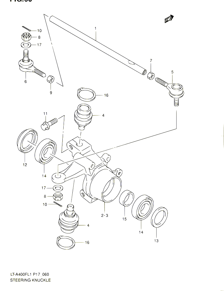 BIELLETTE DE DIRECTION MOYEU LT A400FL1 P17 POUR SUZUKI KINGQUAD 400 2011 POUR SUZUKI KINGQUADLT A400F L1 